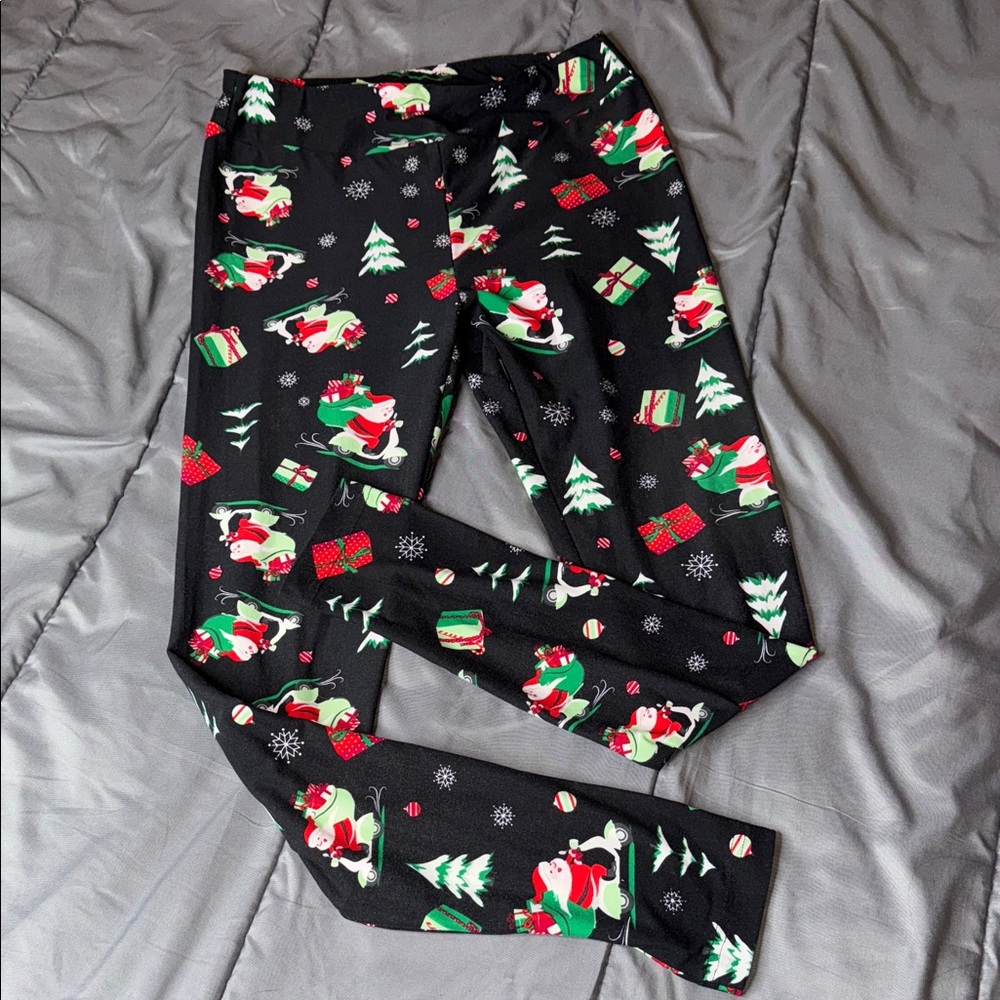 Time and Tru Black Holiday Print Kids Leggings